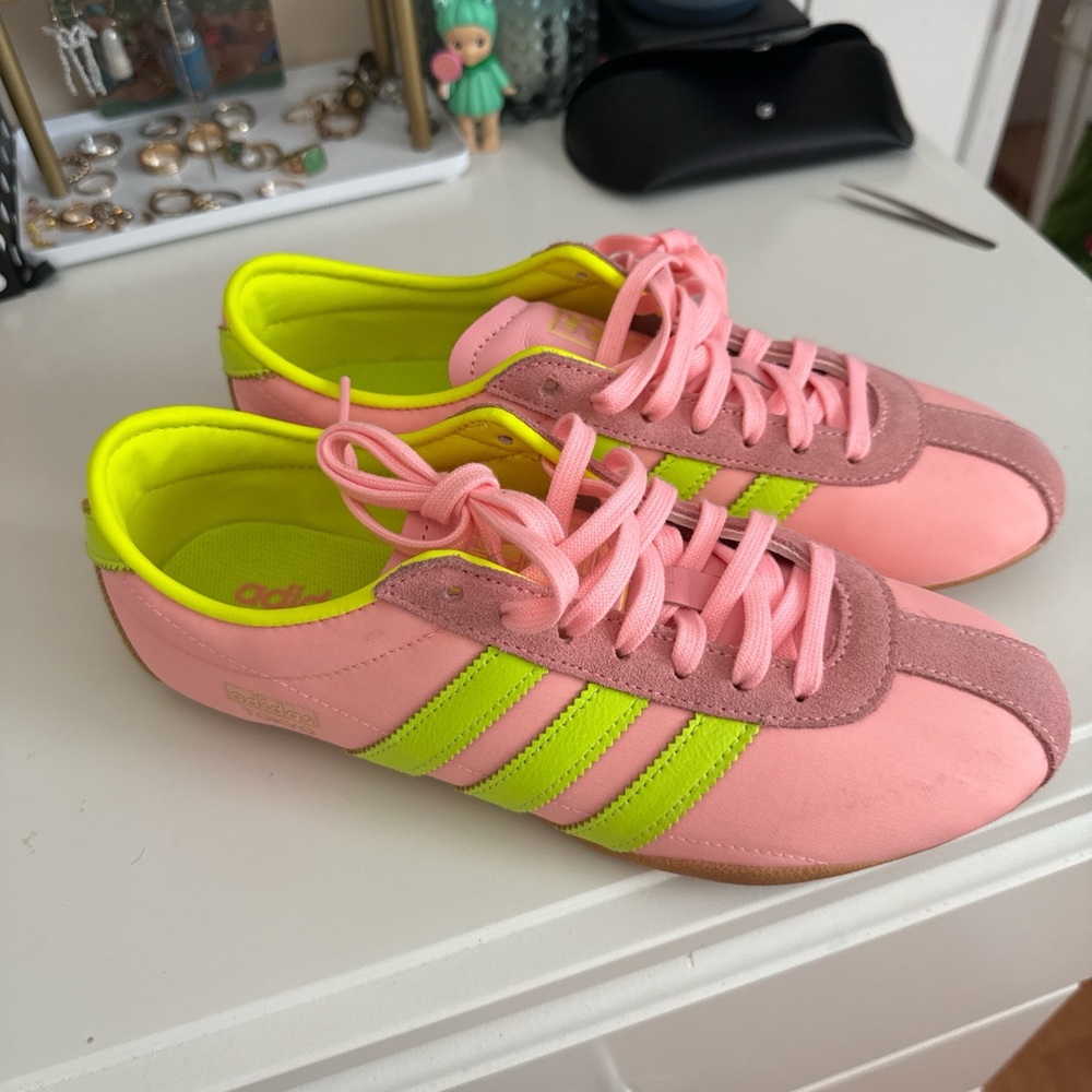 Adidas Women's Pink and Lime Sneakers
